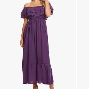✨Worn Once✨ Boho Purple Off-Shoulder Midi Dress